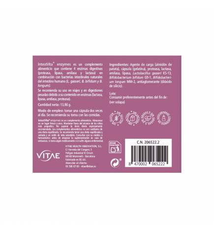 Vitae IntestiVita Enzymes 30 Cápsulas