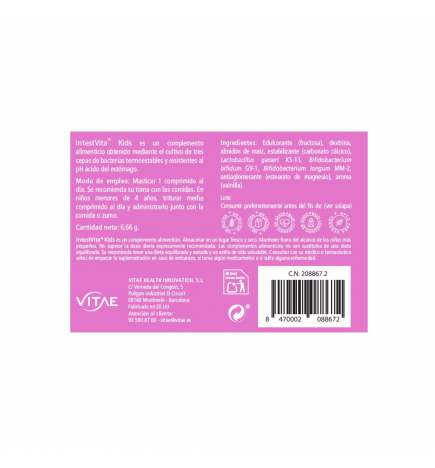 Vitae IntestVita Kids 15 Comprimidos Masticables